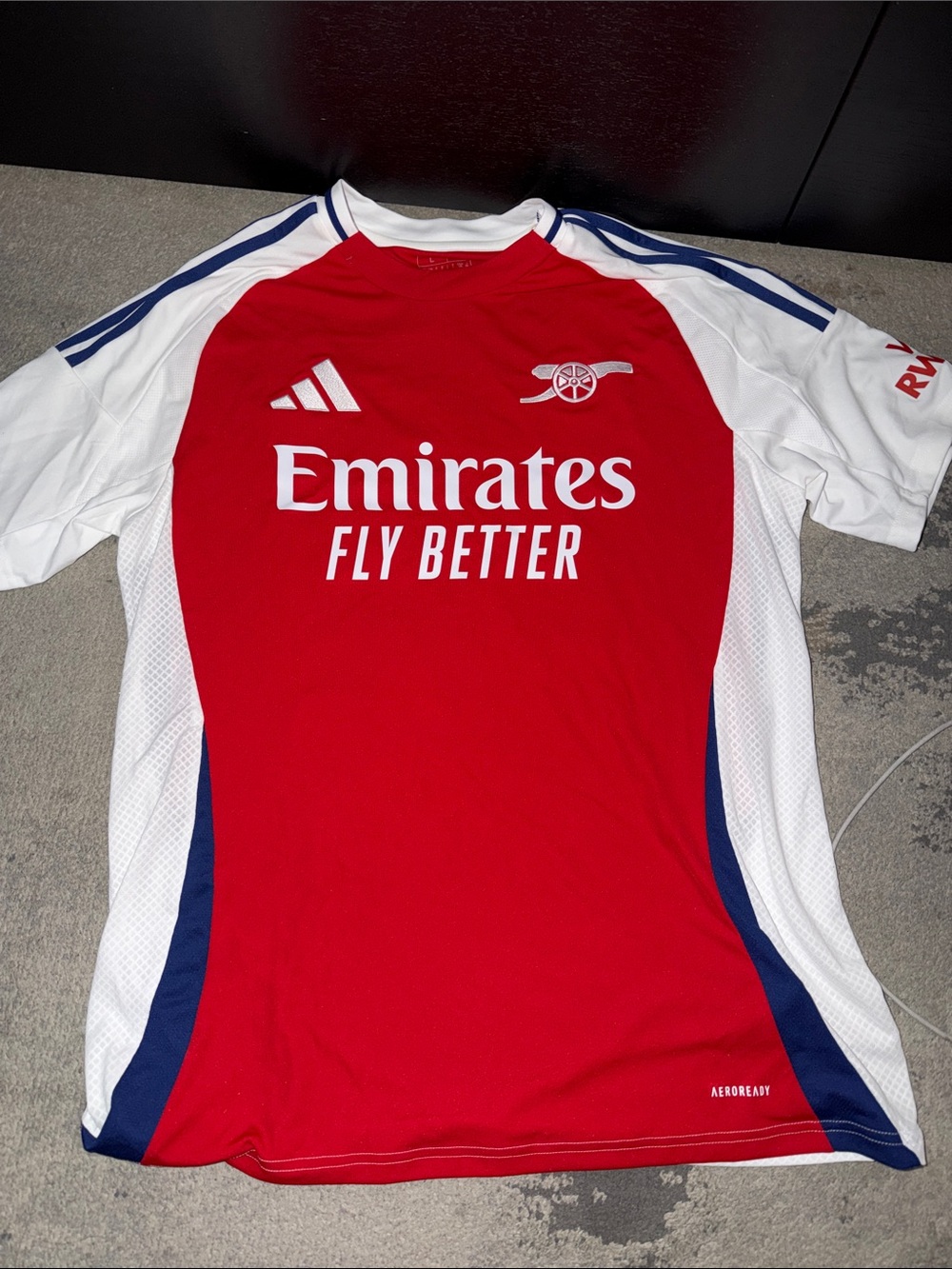adidas Red & White Arsenal Football Jersey with Navy Accents